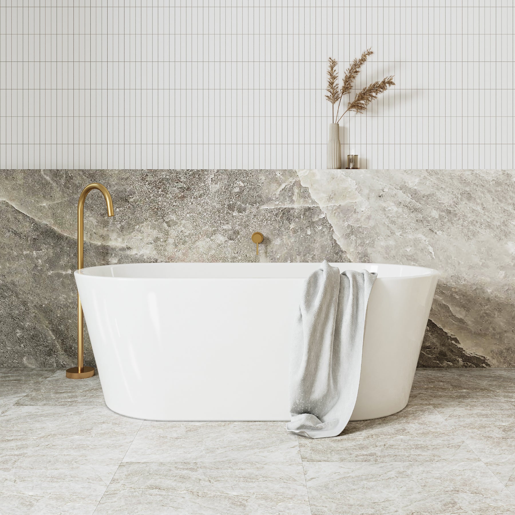 Essence 1390mm Freestanding Bathtub, Gloss White