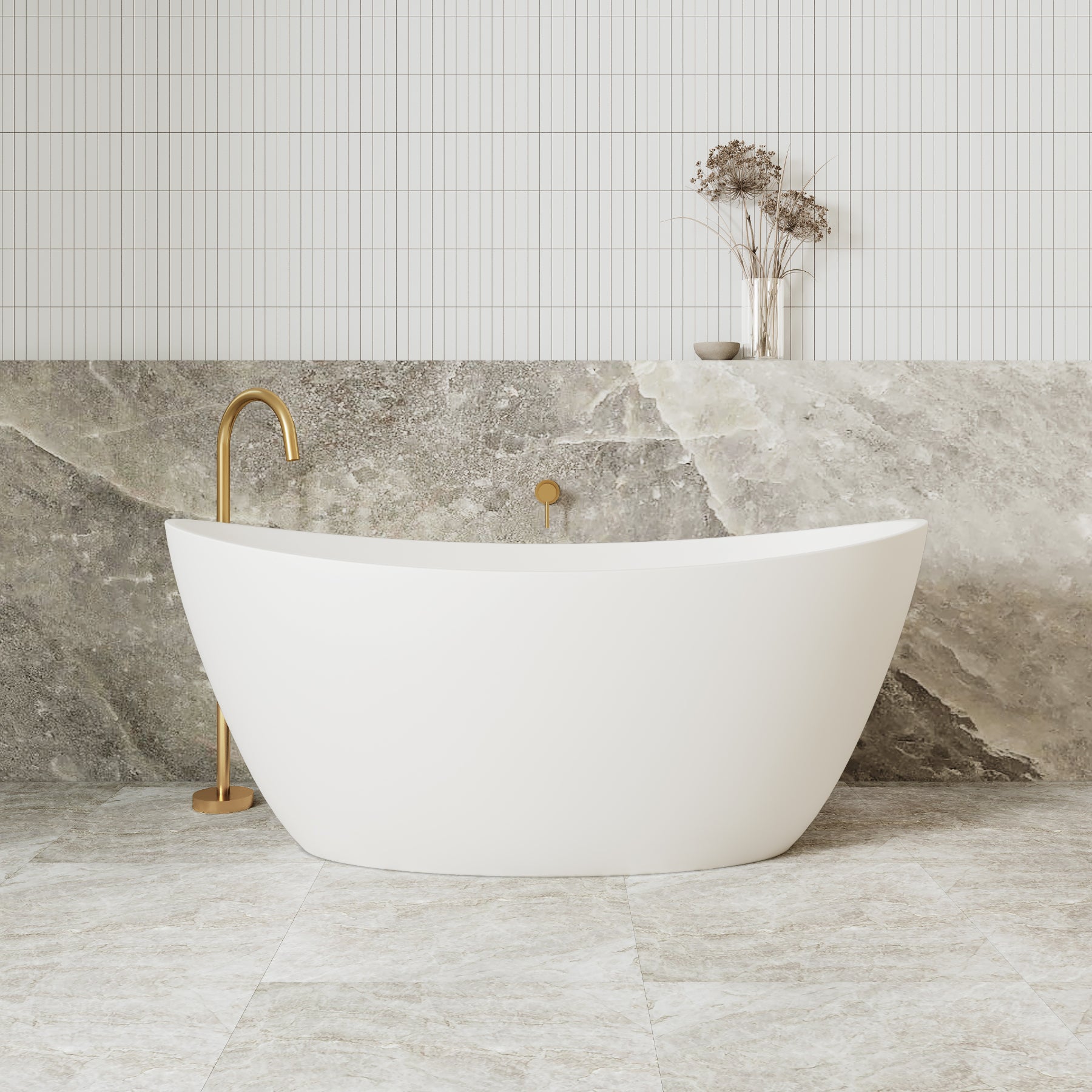 Mantra 1500mm Freestanding Bathtub, Matte White