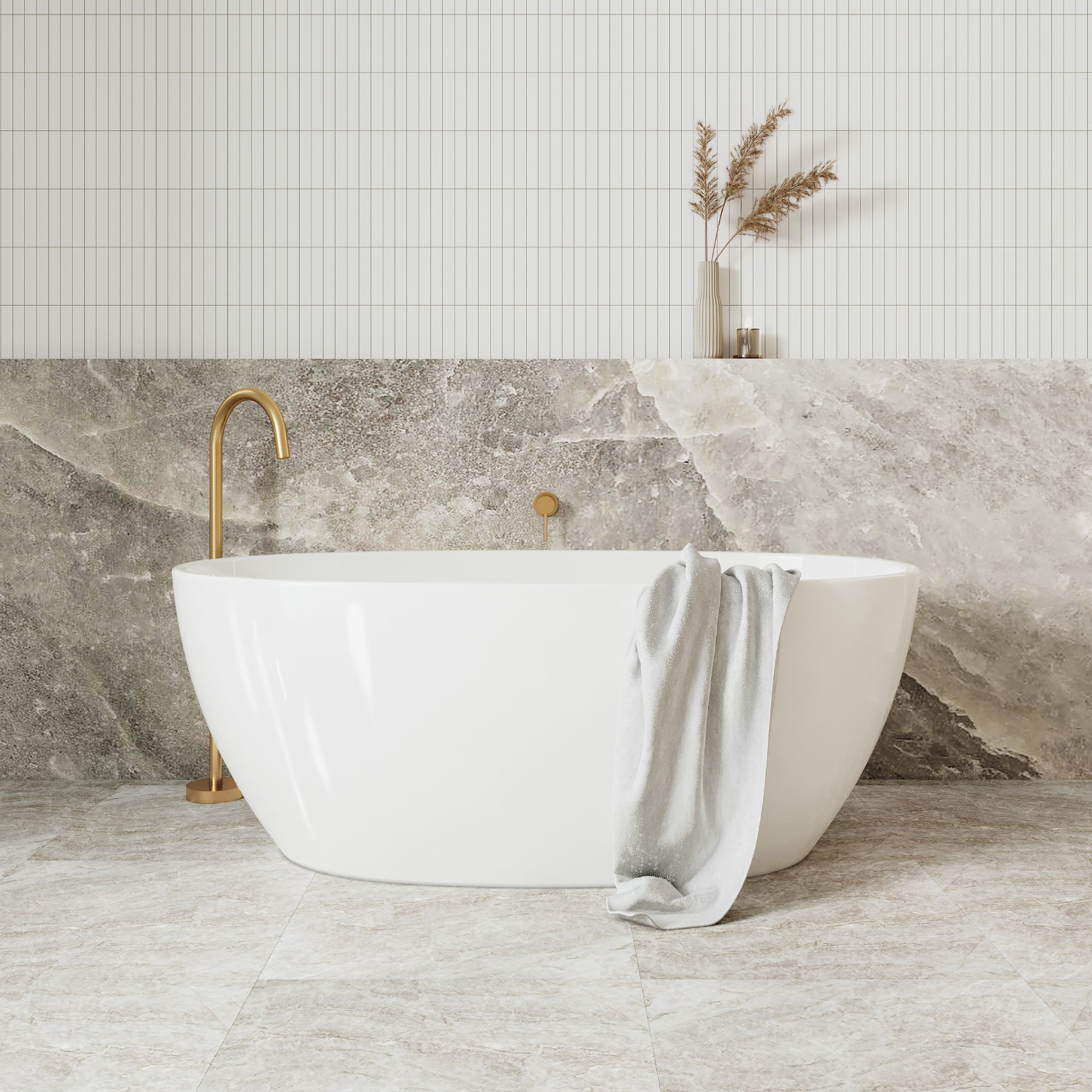 Serene 1500mm Freestanding Bathtub, Gloss White