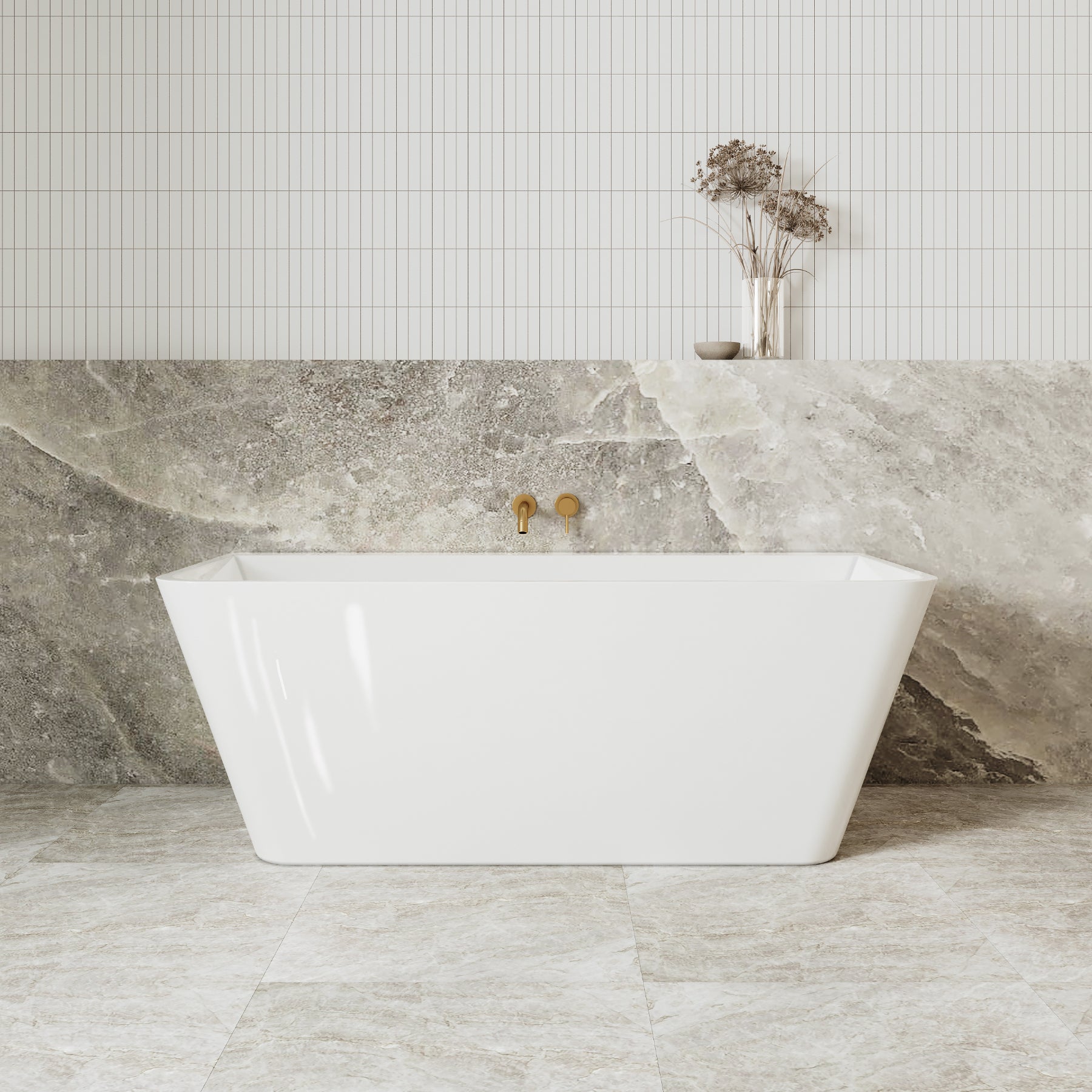 Azzura 1700mm Back to Wall Freestanding Bath