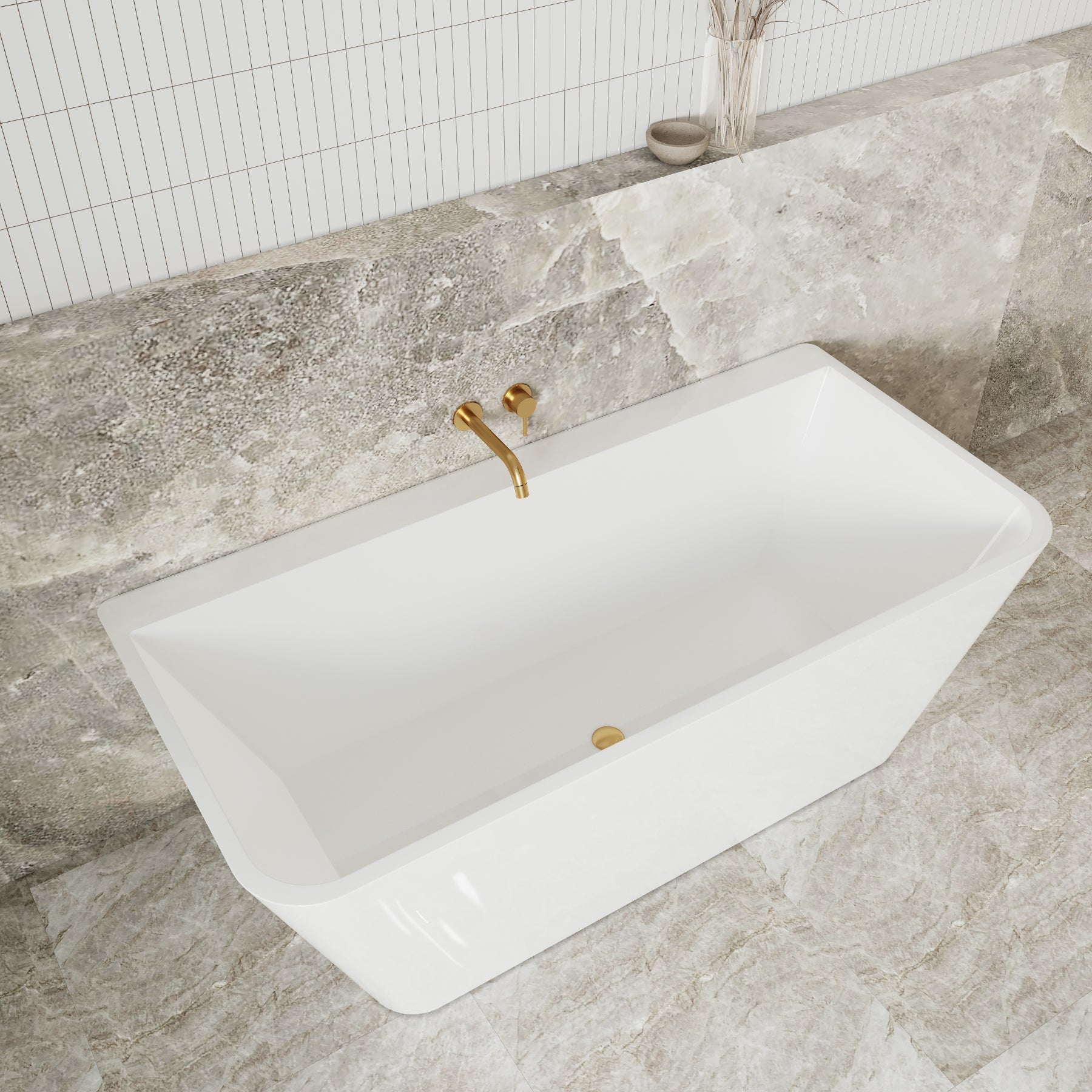 Azzura 1700mm Back to Wall Freestanding Bath