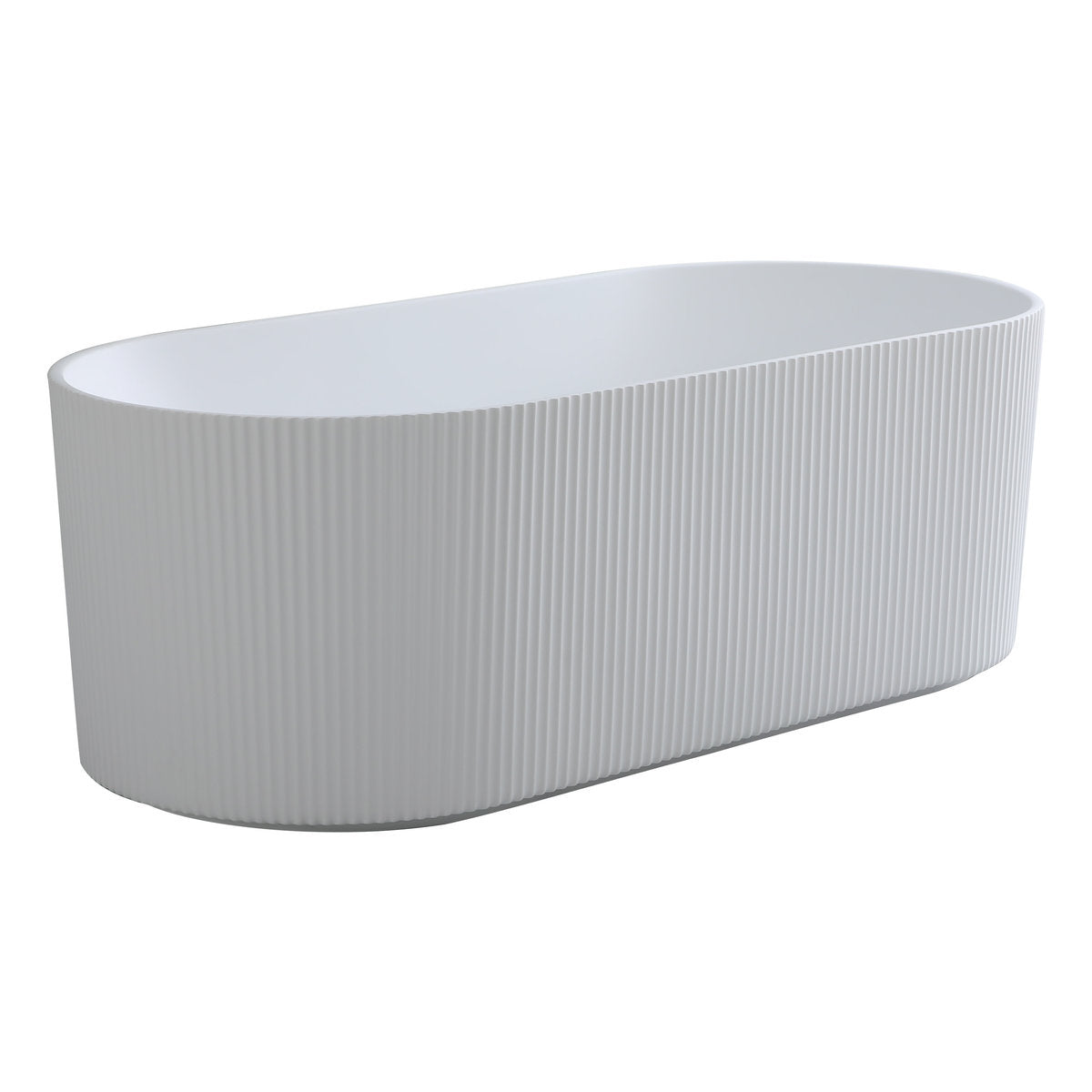 CETO Ally Groove 1500mm Fluted Oval Freestanding Bath, Matt White