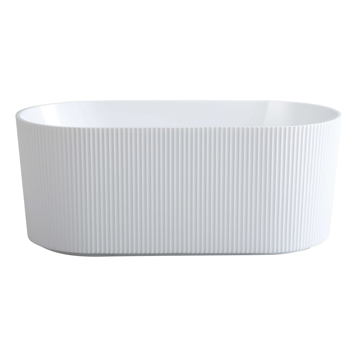 CETO Ally Groove 1700mm Fluted Oval Freestanding Bath, Gloss White