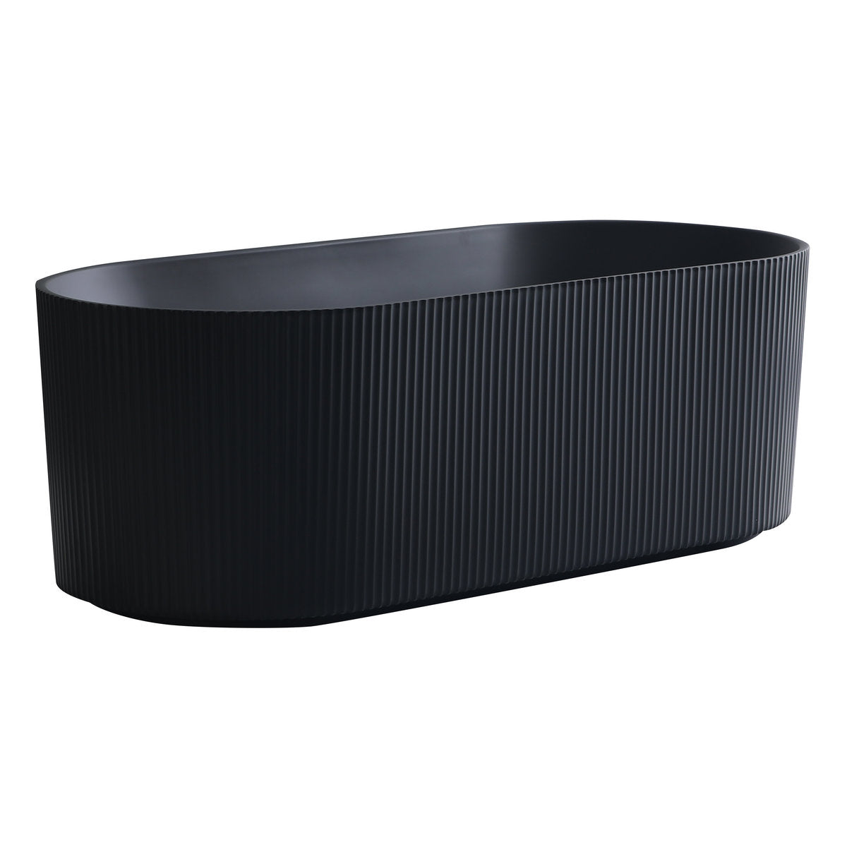 CETO Ally Groove 1700mm Fluted Oval Freestanding Bath, Matt Black