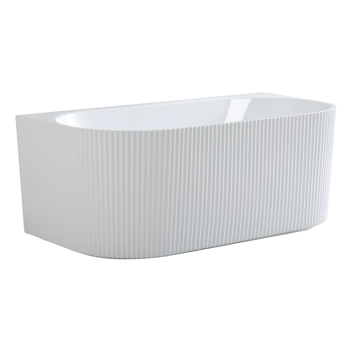 Ceto Bari Groove 1500mm Fluted Freestanding Back-to-Wall Bath, Gloss White