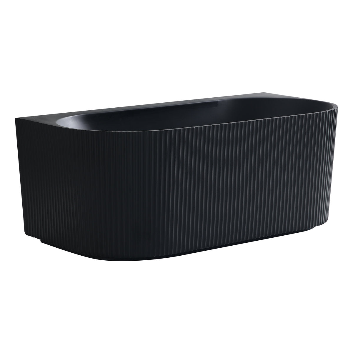 Ceto Bari Groove 1500mm Fluted Freestanding Back-to-Wall Bath, Matt Black