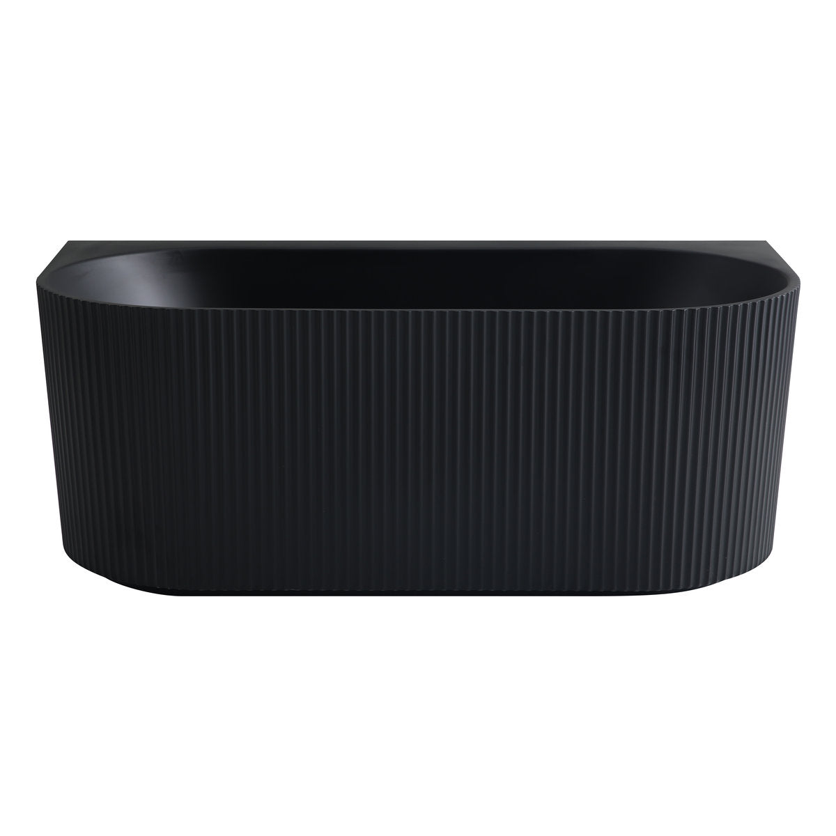 Ceto Bari Groove 1500mm Fluted Freestanding Back-to-Wall Bath, Matt Black