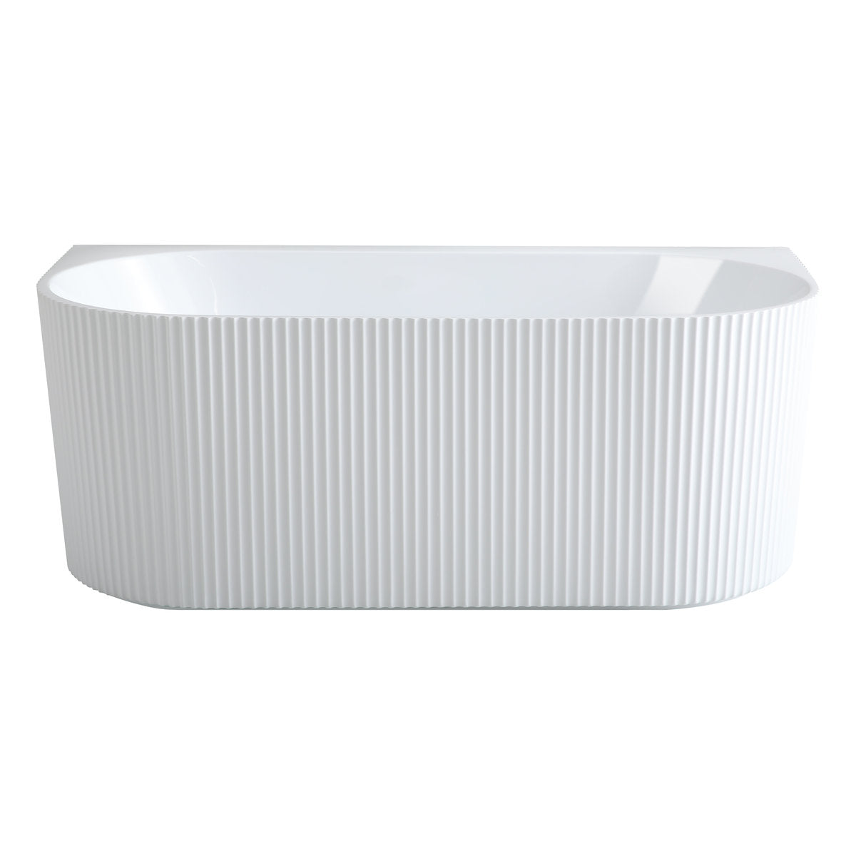 Ceto Bari Groove 1700mm Fluted Freestanding Back-to-Wall Bath, Gloss White
