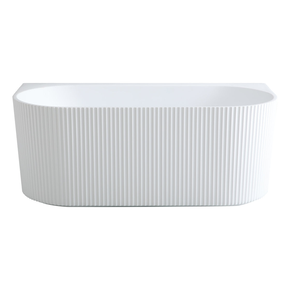 Ceto Bari Groove 1700mm Fluted Freestanding Back-to-Wall Bath, Matt White