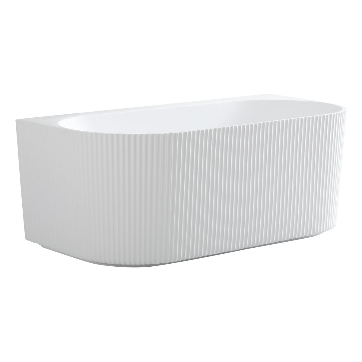 Ceto Bari Groove 1700mm Fluted Freestanding Back-to-Wall Bath, Matt White