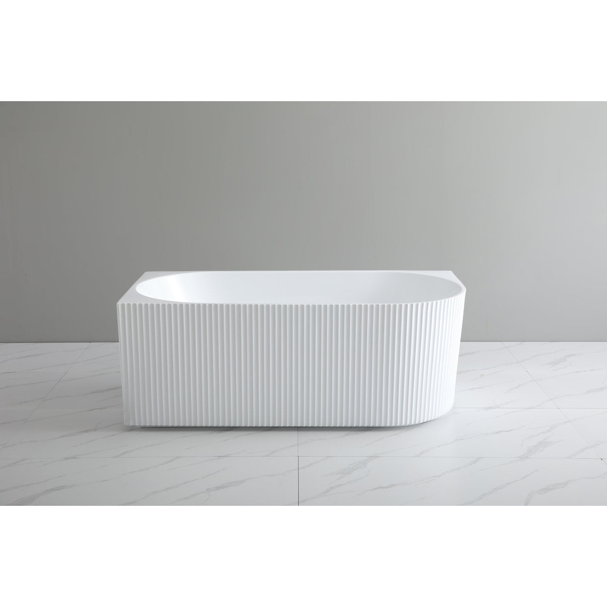 Capri Groove 1700mm Fluted Freestanding Left Corner Bath, Matt White