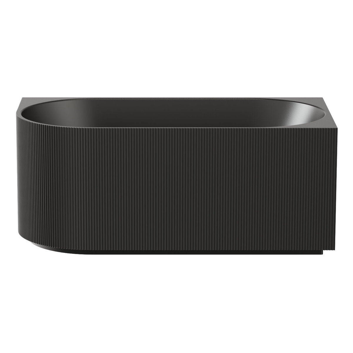 Capri Groove 1700mm Fluted Freestanding Right Corner Bath, Matt Black