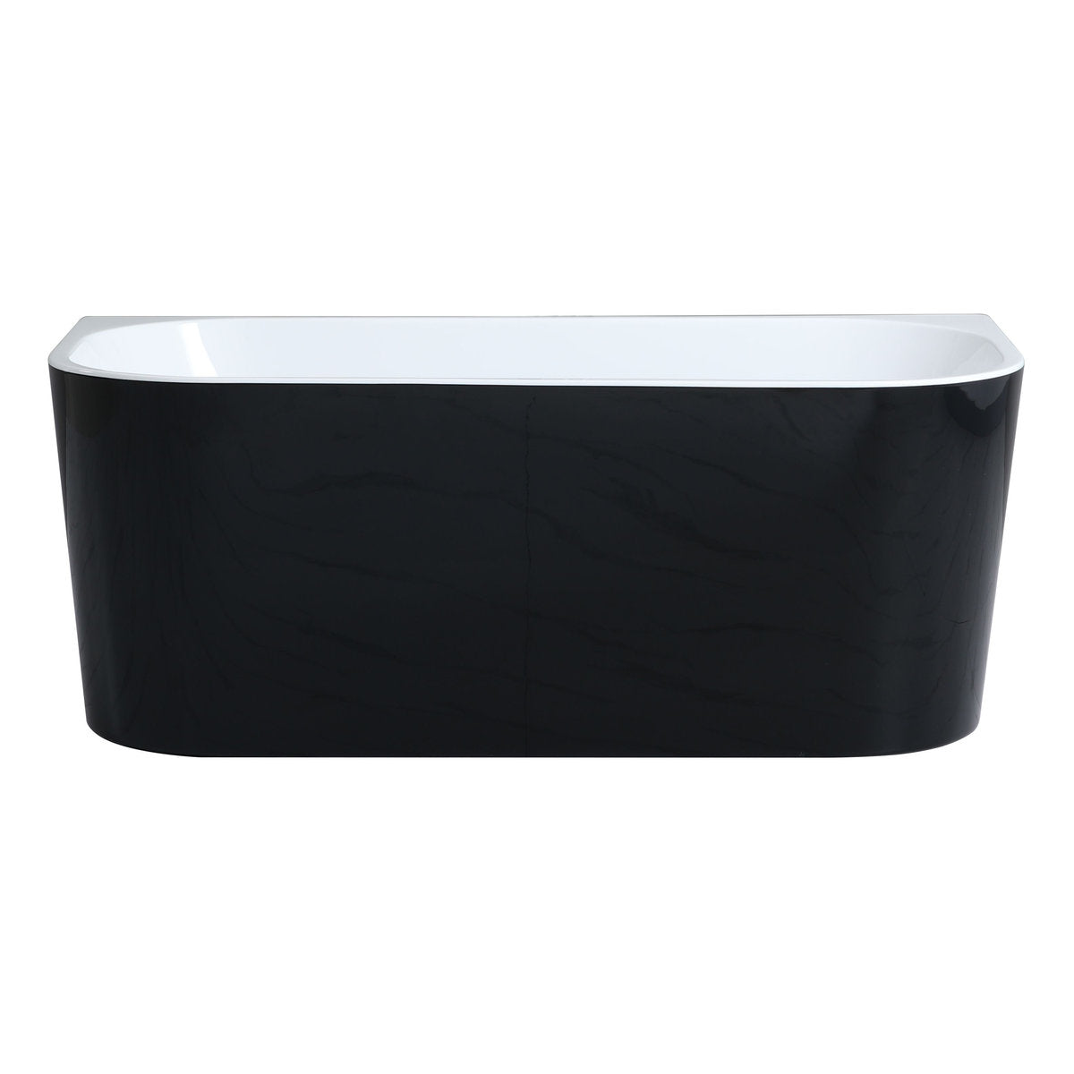Stella 1700mm Back-to-Wall Bathtub, Gloss Black Outside Gloss White Inside