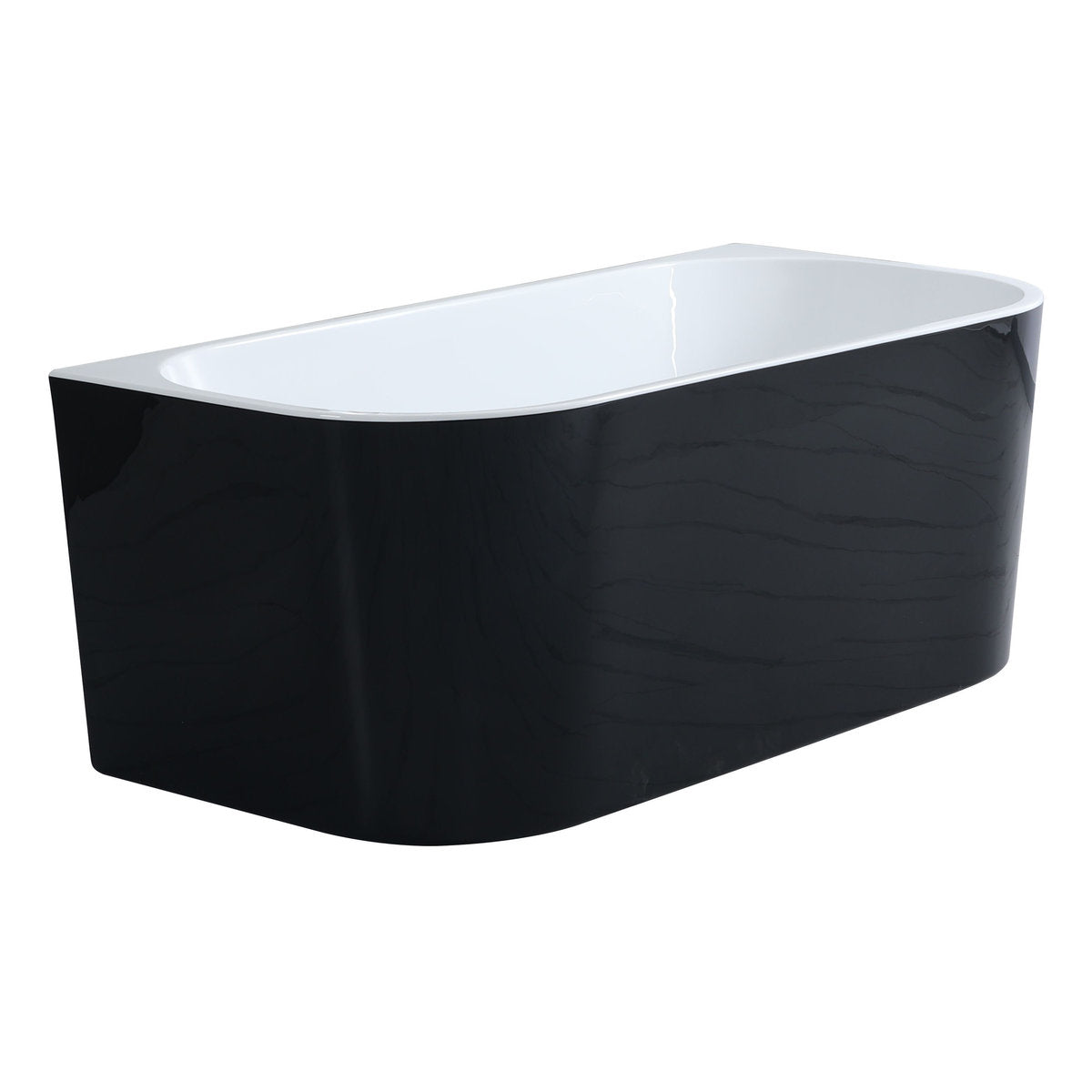 Stella 1700mm Back-to-Wall Bathtub, Gloss Black Outside Gloss White Inside