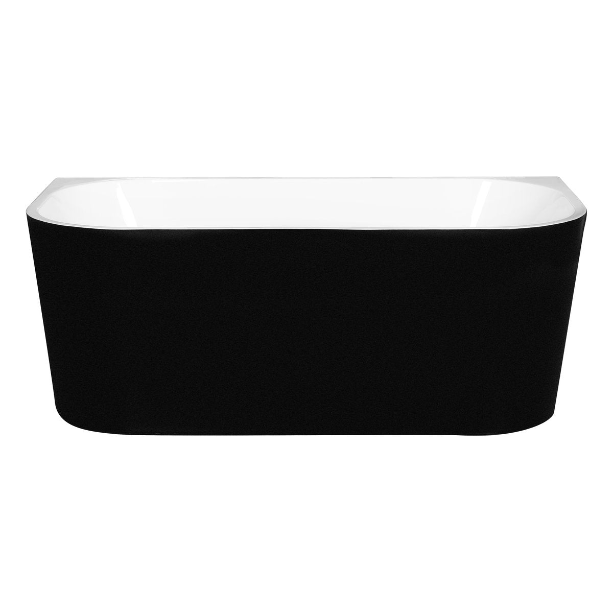 Stella 1400mm Back to Wall Bathtub, Matte Black Outside Matte White Inside