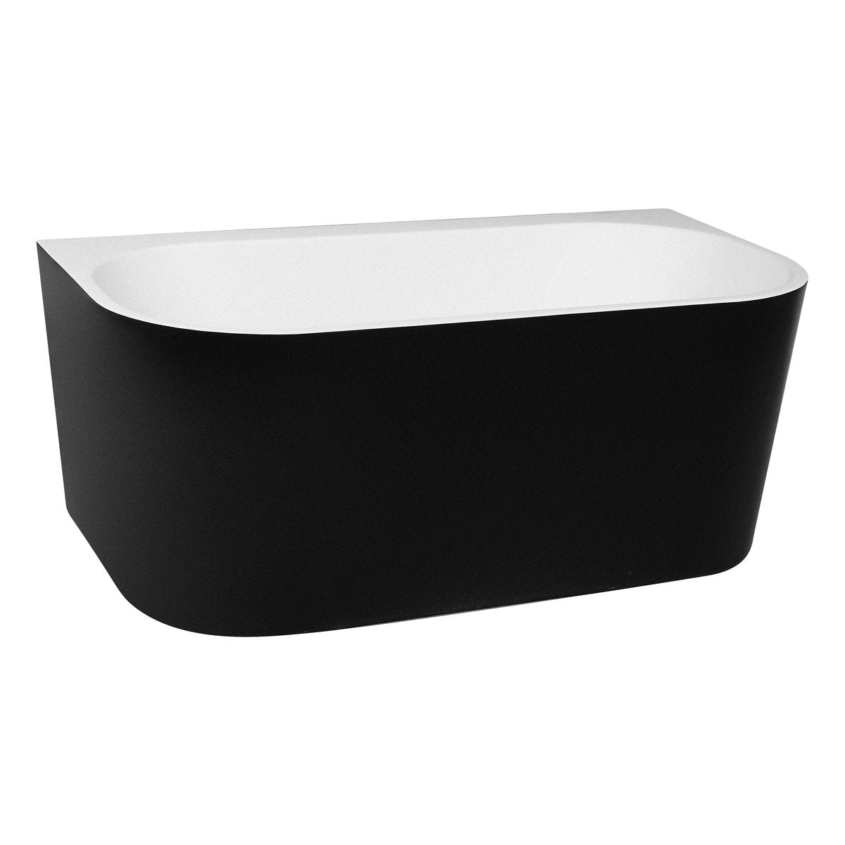 Stella 1400mm Back to Wall Bathtub, Matte Black Outside Matte White Inside