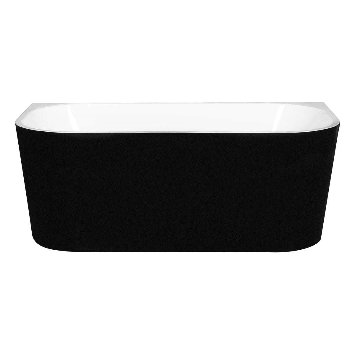 Stella 1700mm Back to Wall Bathtub, Matte Black Outside Matte White Inside