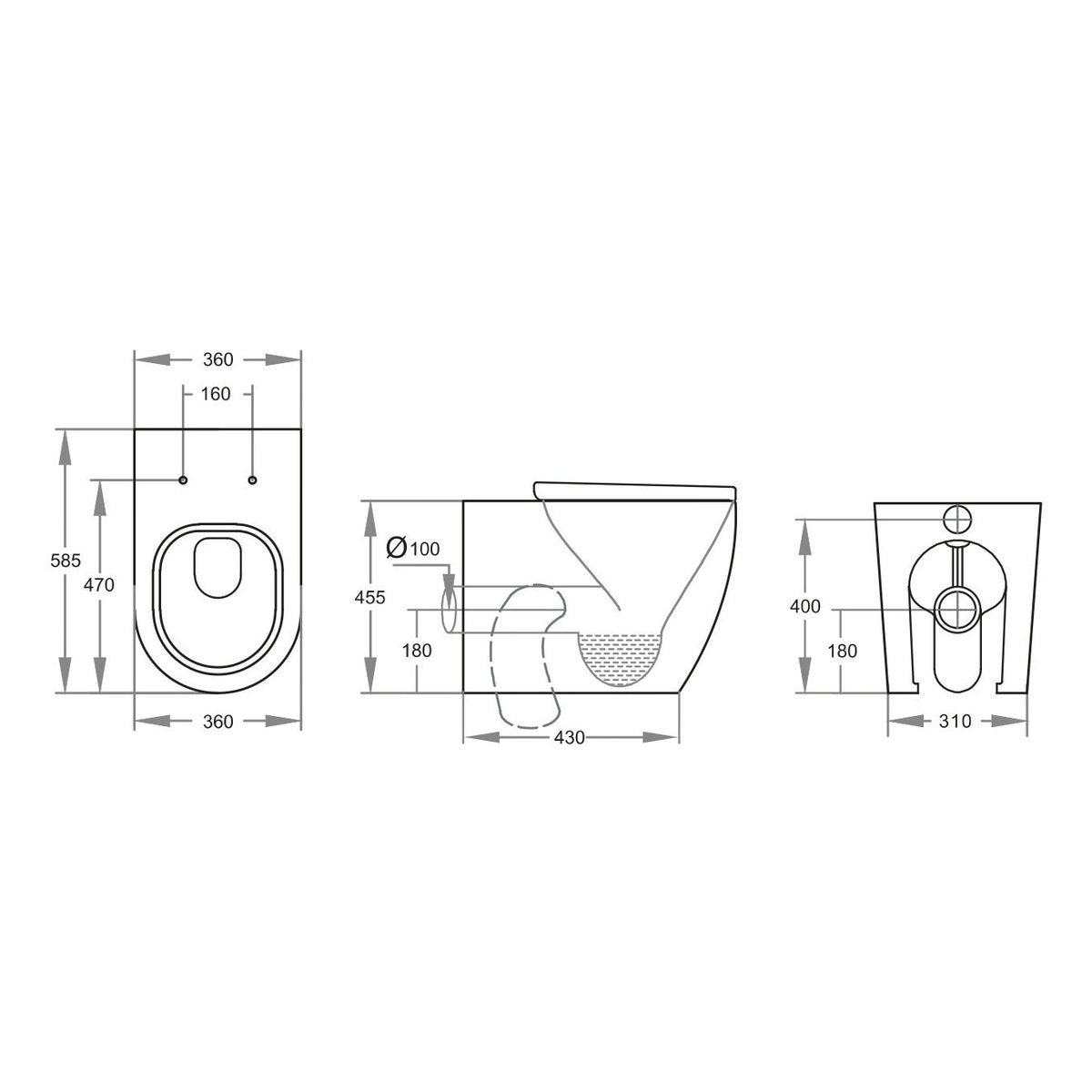 Elvera Rimless Extra Height Wall Faced Pan