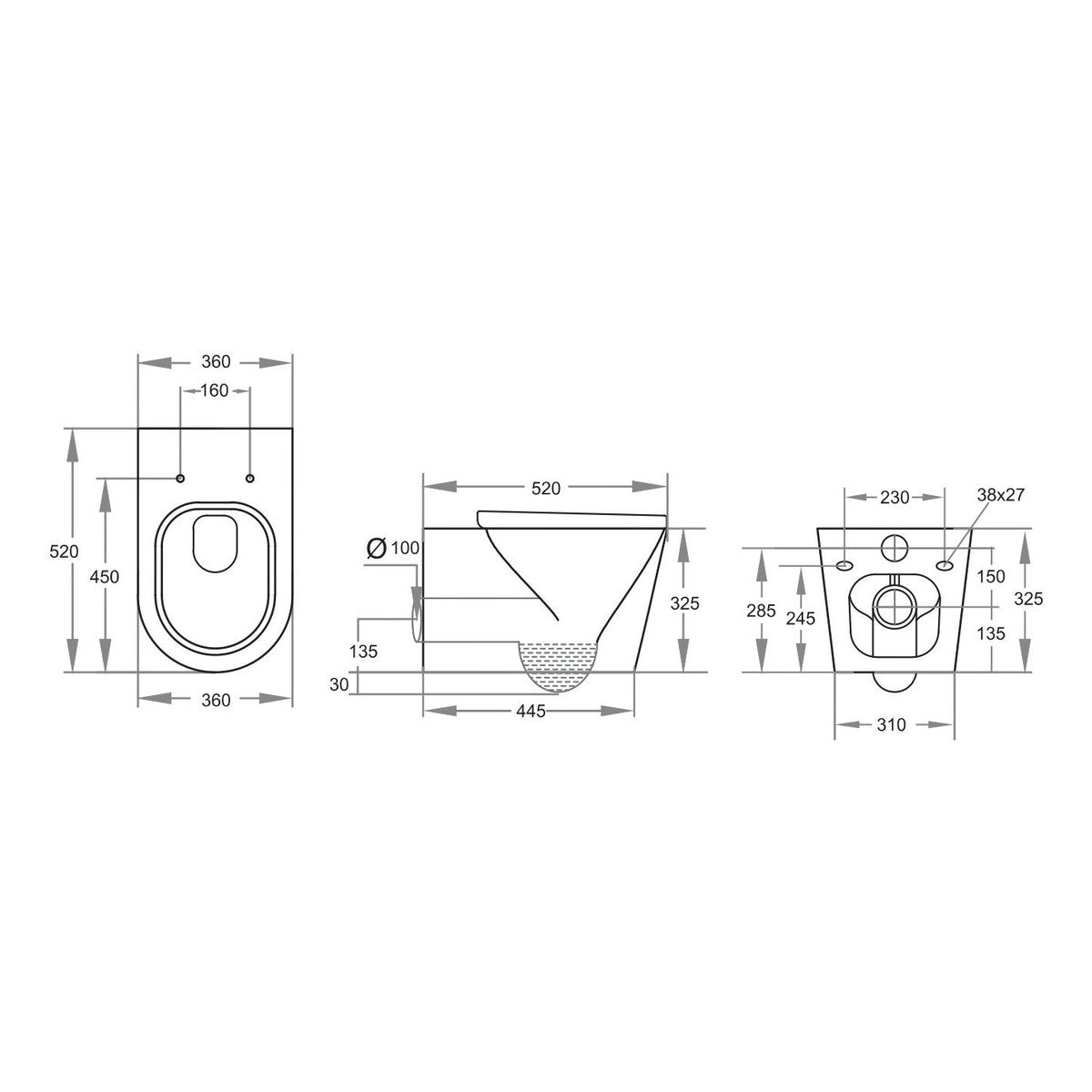 Avis Rimless Wall Hung Pan