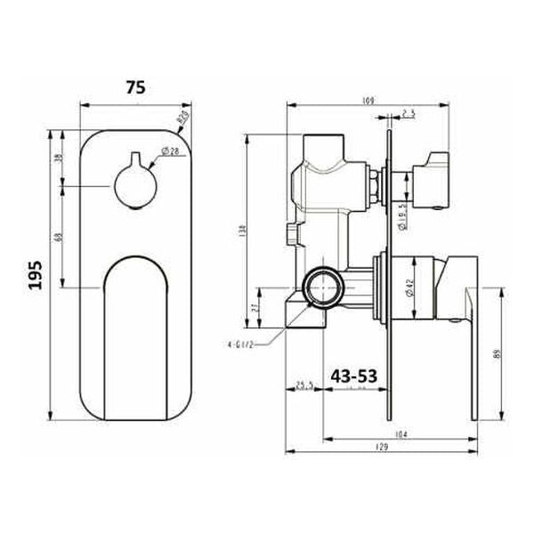 Kiato Diverter Mixer Chrome & White