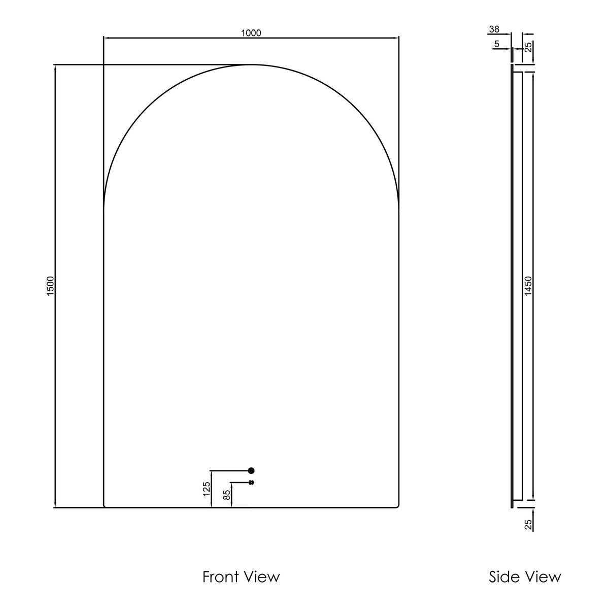 Otti LED Archie 1500x1000 Frameless Mirror