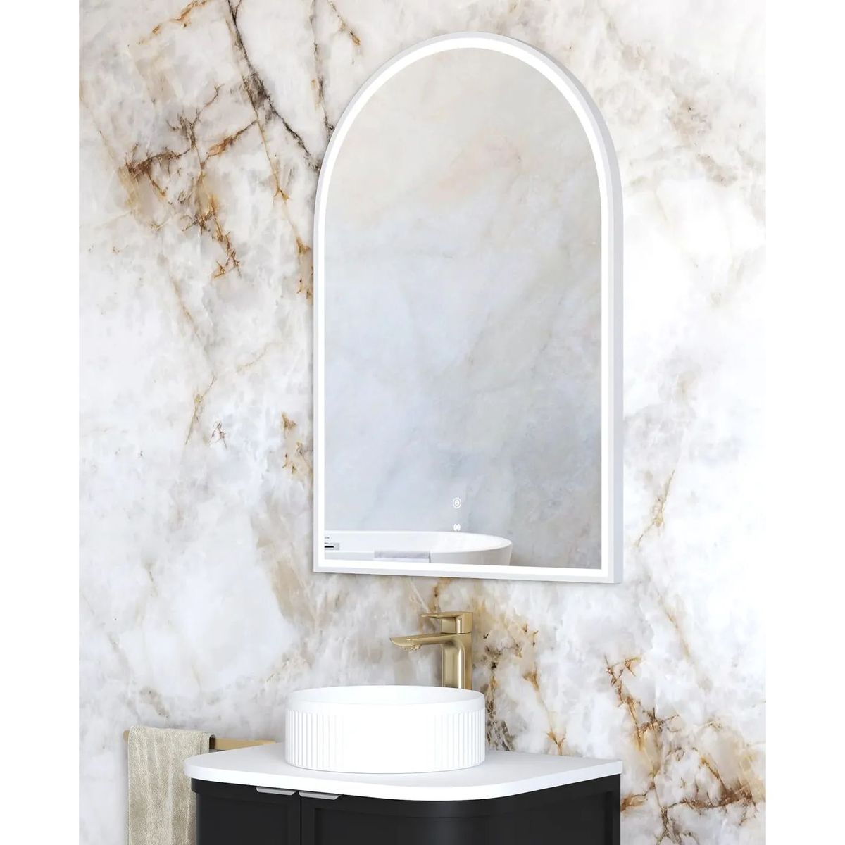 LED Archie 900X600 White Metal Frame Mirror