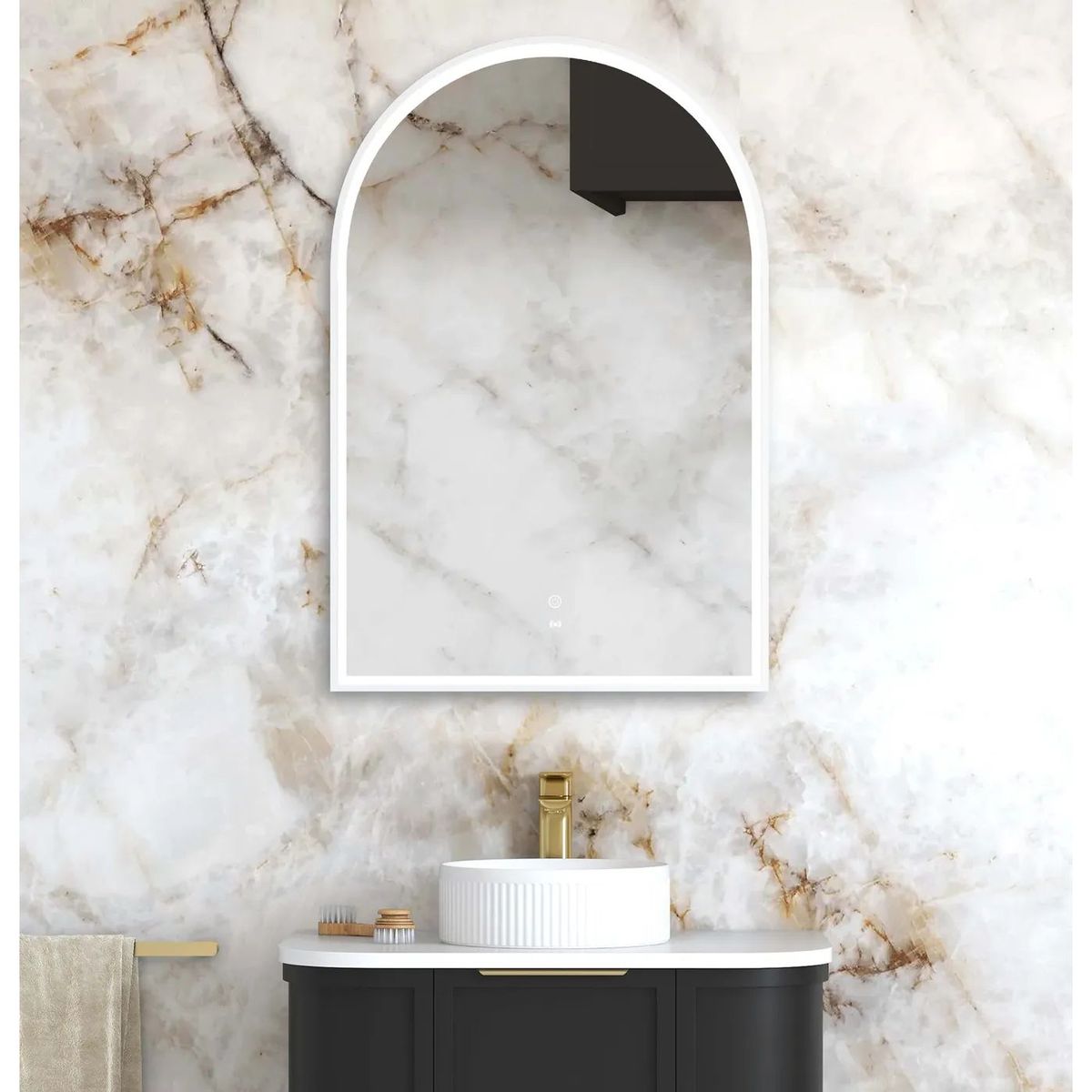LED Archie 900X600 White Metal Frame Mirror