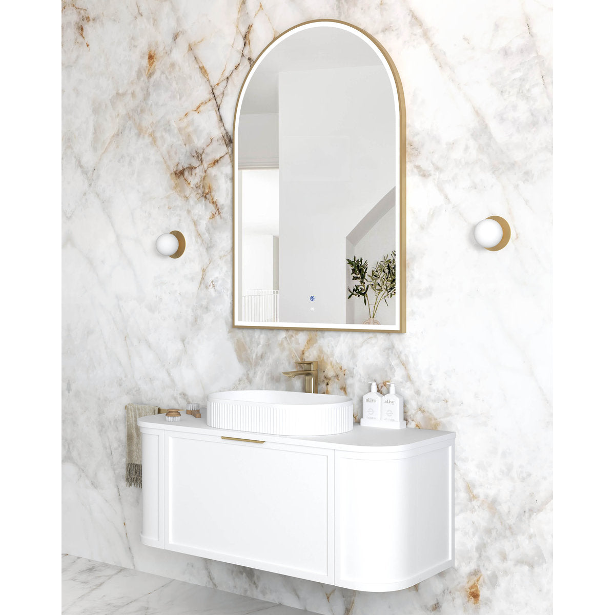 Otti LED Archie 1200x800 Gold Metal Frame Mirror