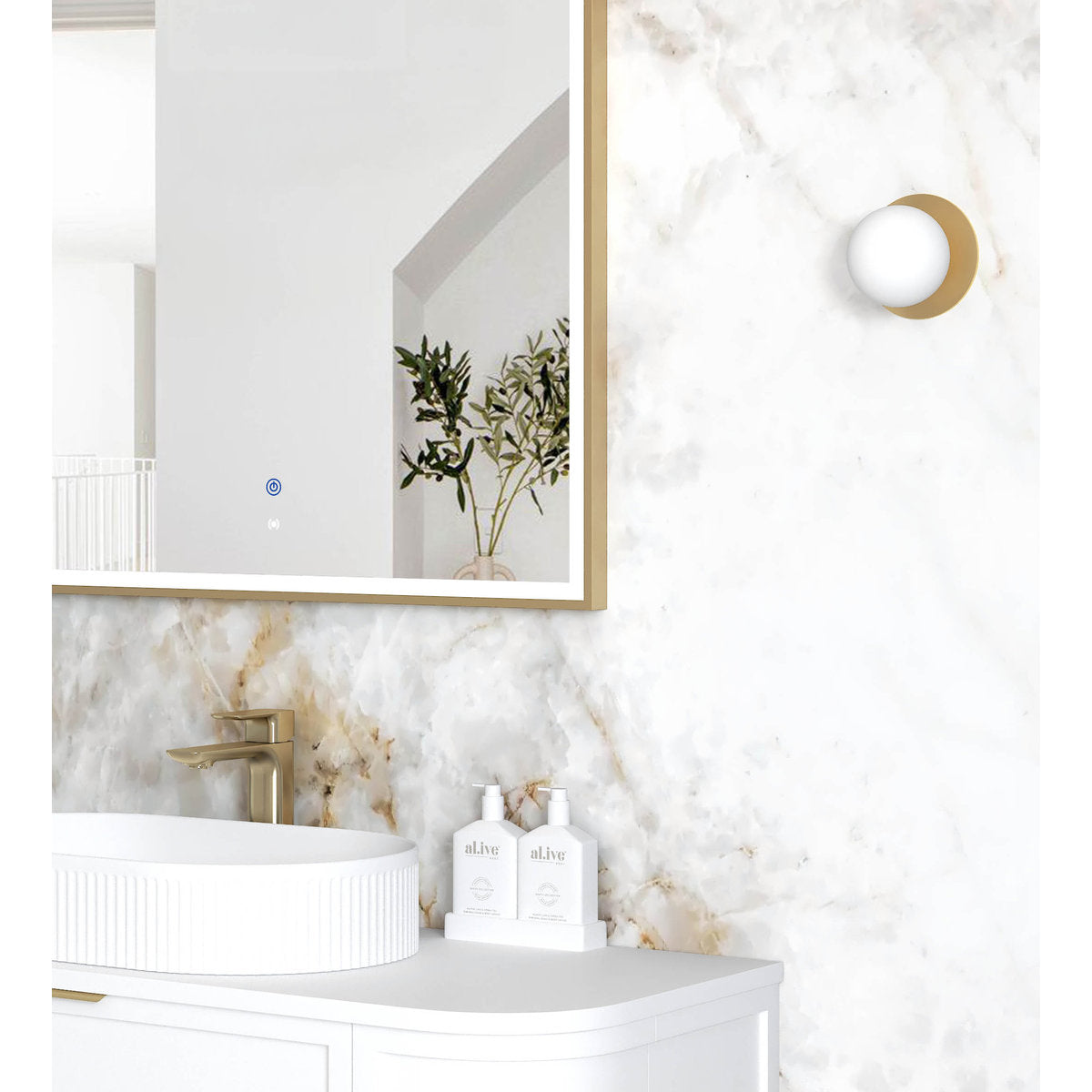 Otti LED Archie 1200x800 Gold Metal Frame Mirror