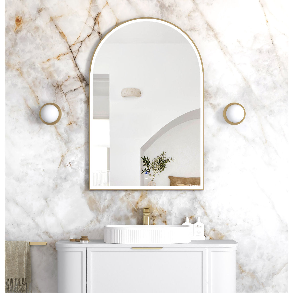 Otti LED Archie 1200x800 Gold Metal Frame Mirror