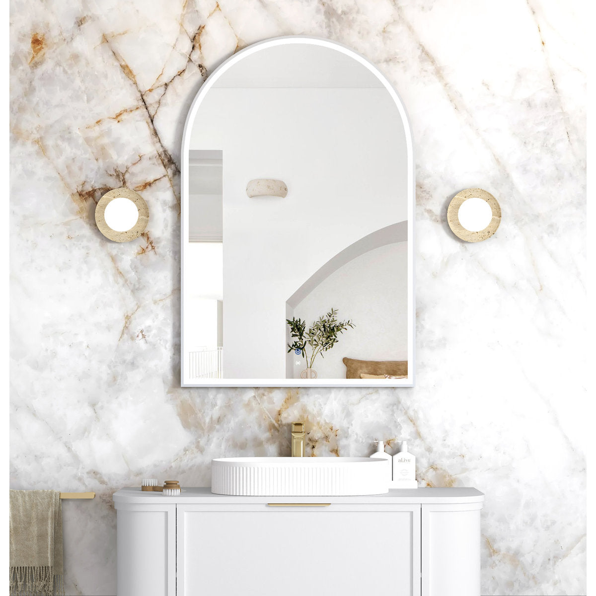 Otti LED Archie 1200x800 White Metal Frame Mirror