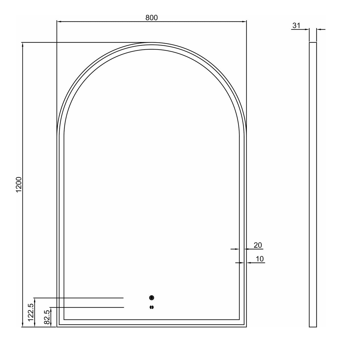 Otti LED Archie 1200x800 White Metal Frame Mirror