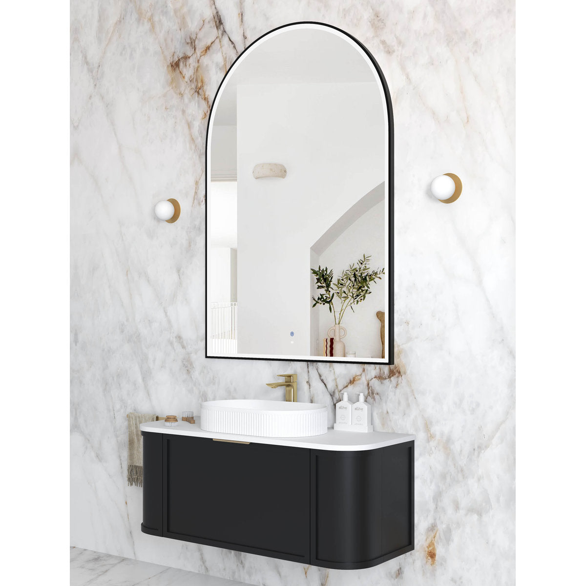 Otti LED Archie 1500x1000 Black Metal Frame Mirror