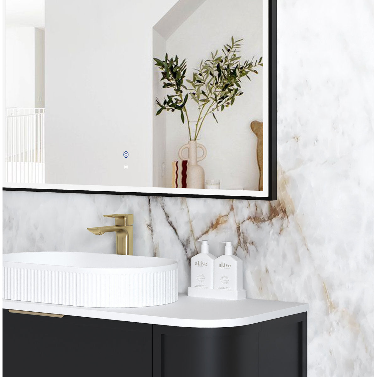 Otti LED Archie 1500x1000 Black Metal Frame Mirror