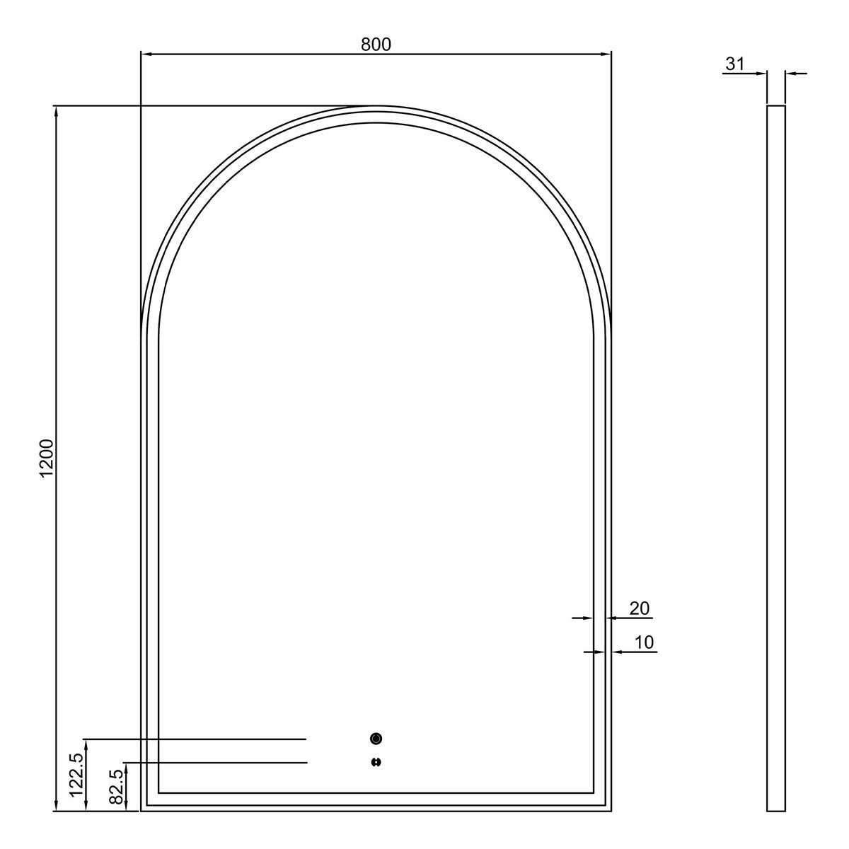 Otti LED Archie 1500x1000 Black Metal Frame Mirror