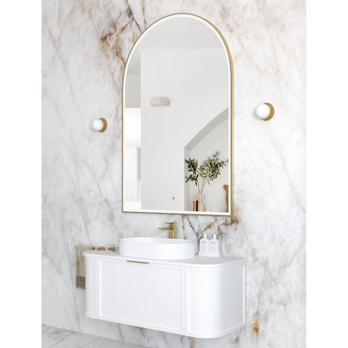Otti LED Archie 1500x1000 Gold Metal Frame Mirror