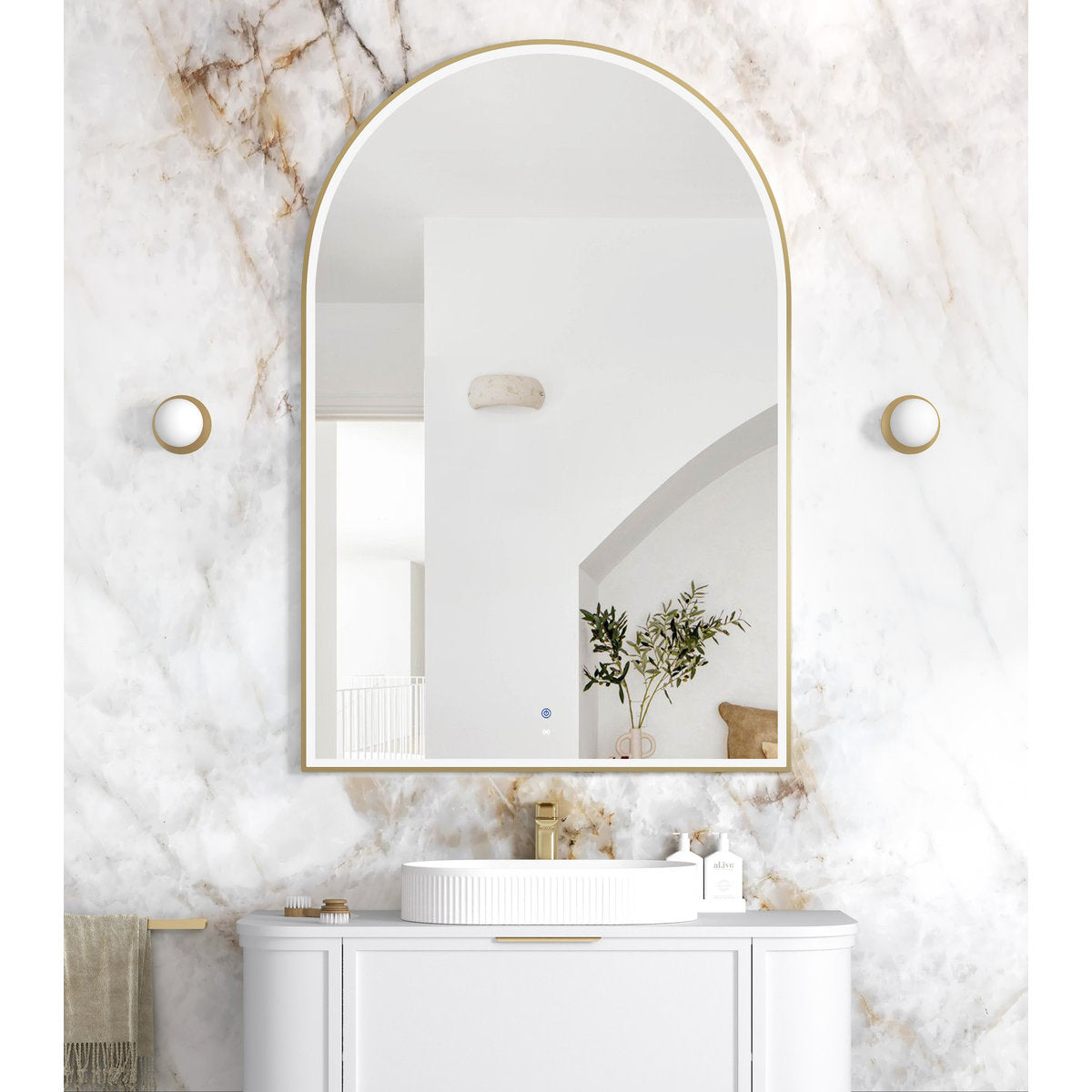 Otti LED Archie 1500x1000 Gold Metal Frame Mirror