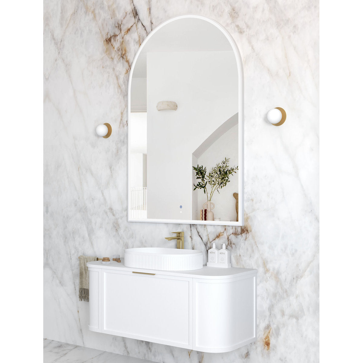 Otti LED Archie 1500x1000 White Metal Frame Mirror