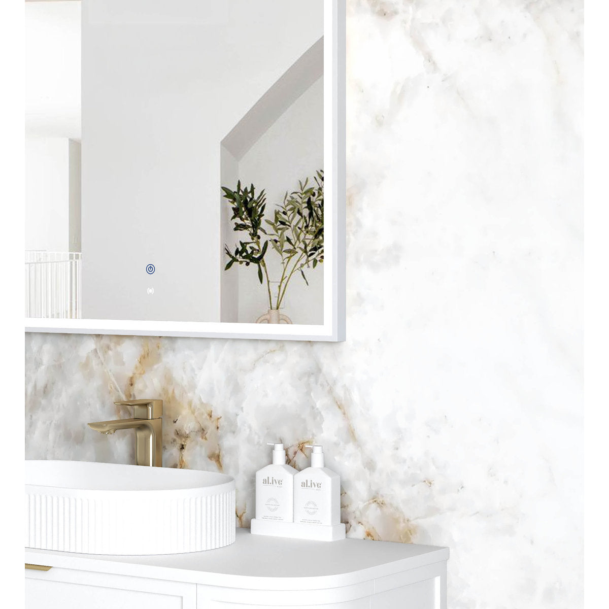 Otti LED Archie 1500x1000 White Metal Frame Mirror