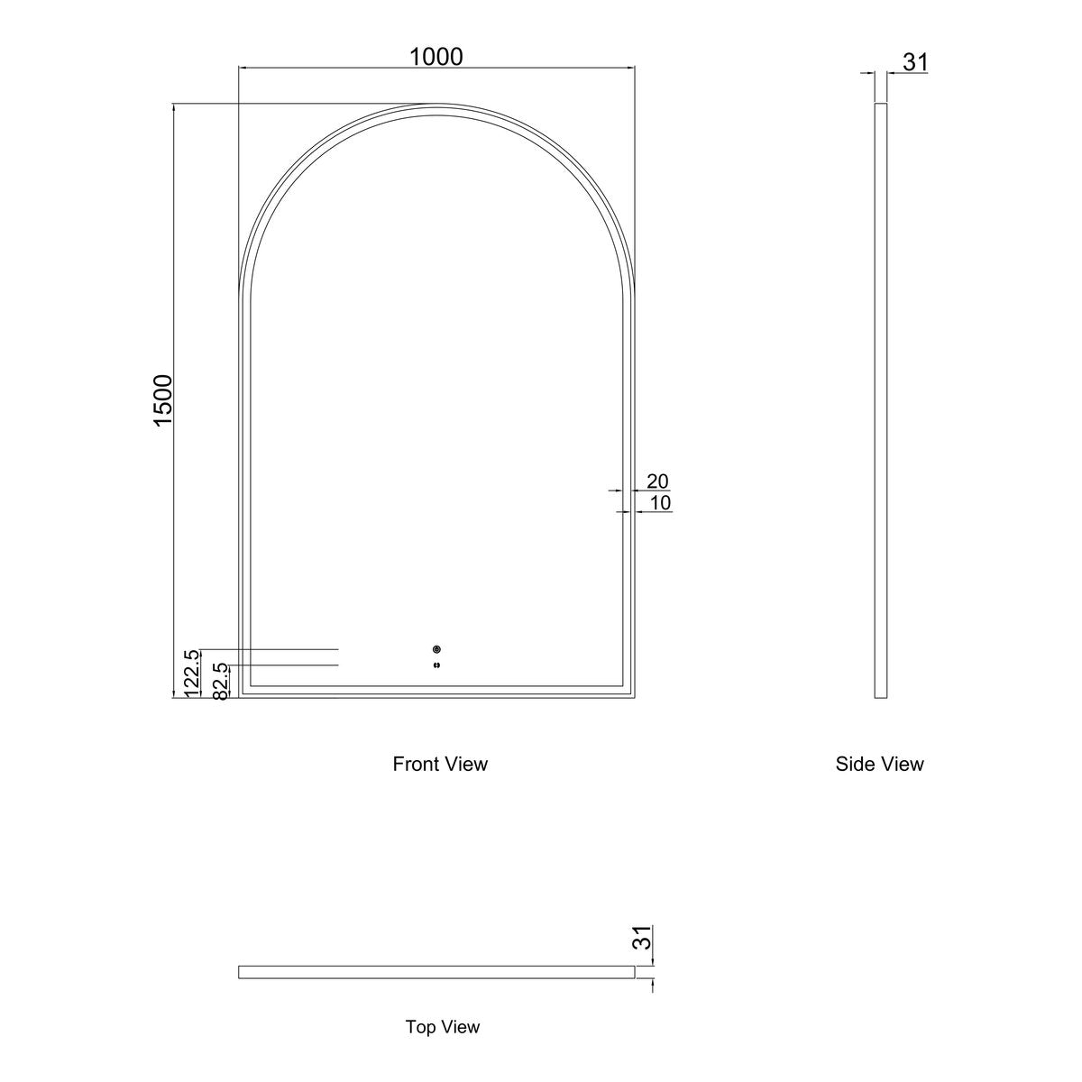 Otti LED Archie 1500x1000 White Metal Frame Mirror
