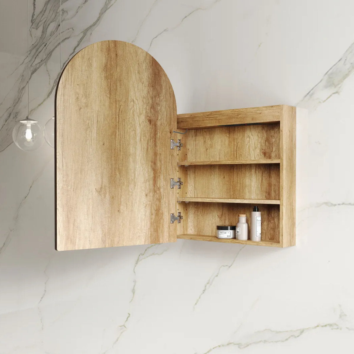 LED Archie 900(H)x600(W) Natural Oak Shaving Cabinet - Premium Edition