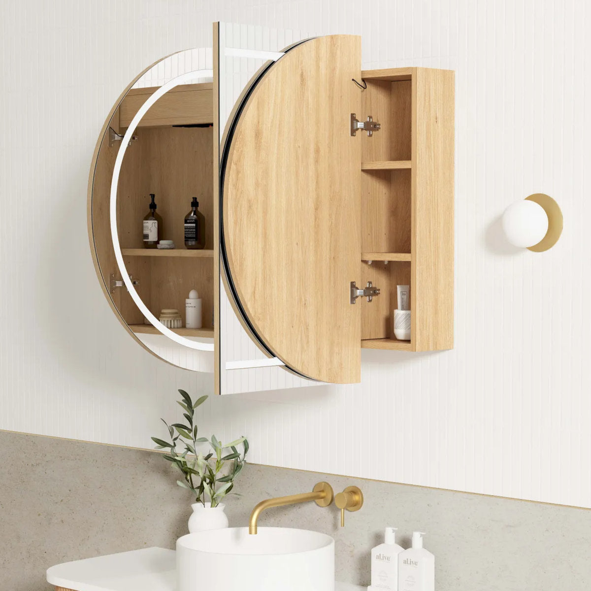 LED Bondi 1200(W)x750(H) Natural Oak Shaving Cabinet - Premium Edition