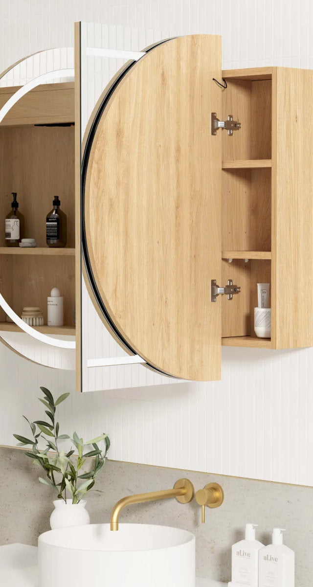 LED Bondi 1200(W)x750(H) Natural Oak Shaving Cabinet - Premium Edition