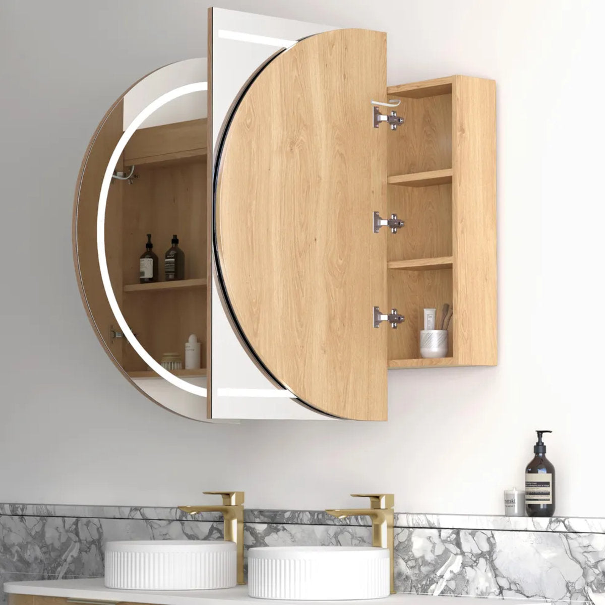 LED Bondi 1500(W)x900(H) Natural Oak Shaving Cabinet - Premium Edition