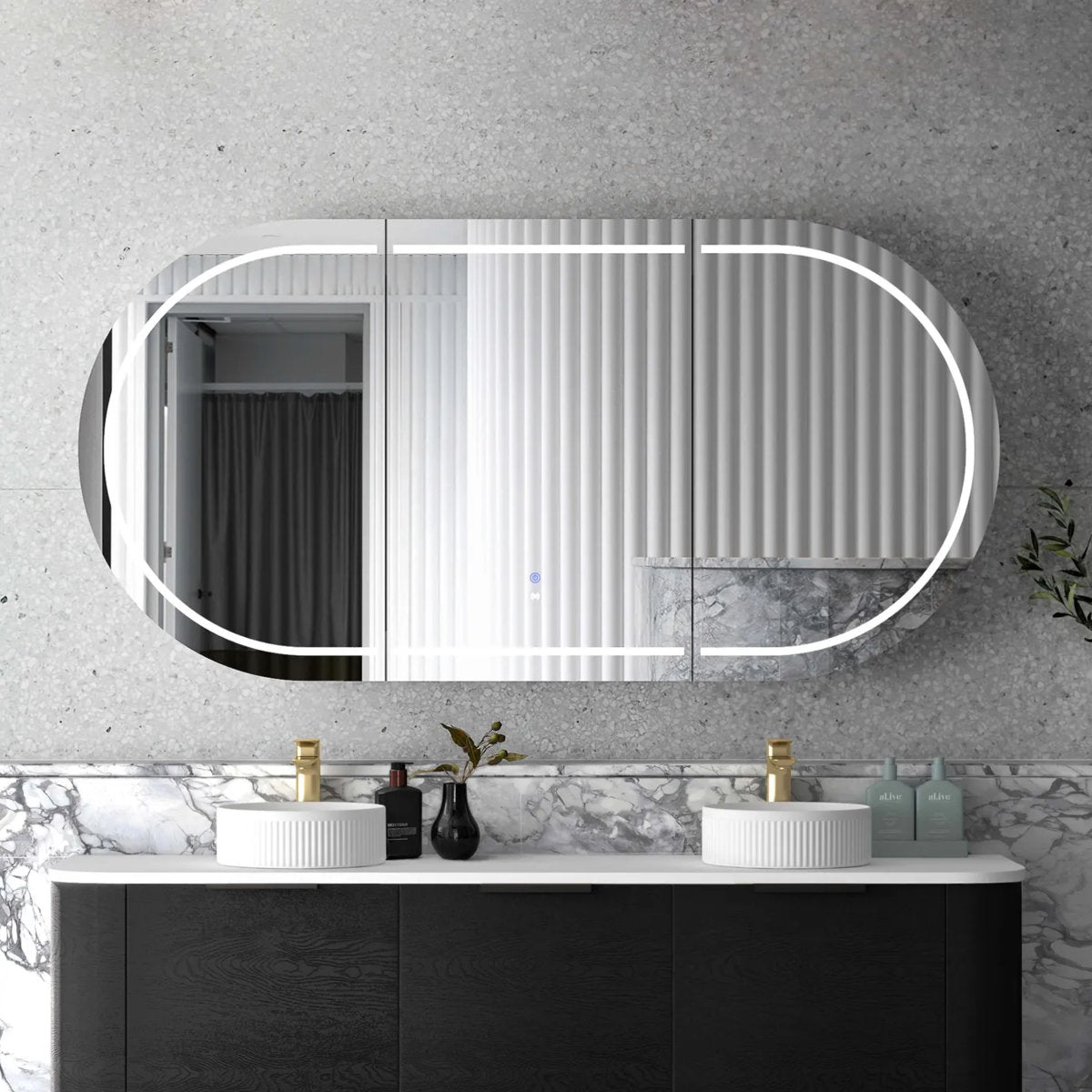 LED Bondi 1800(W)x900(H) Black Oak Shaving Cabinet - Premium Edition
