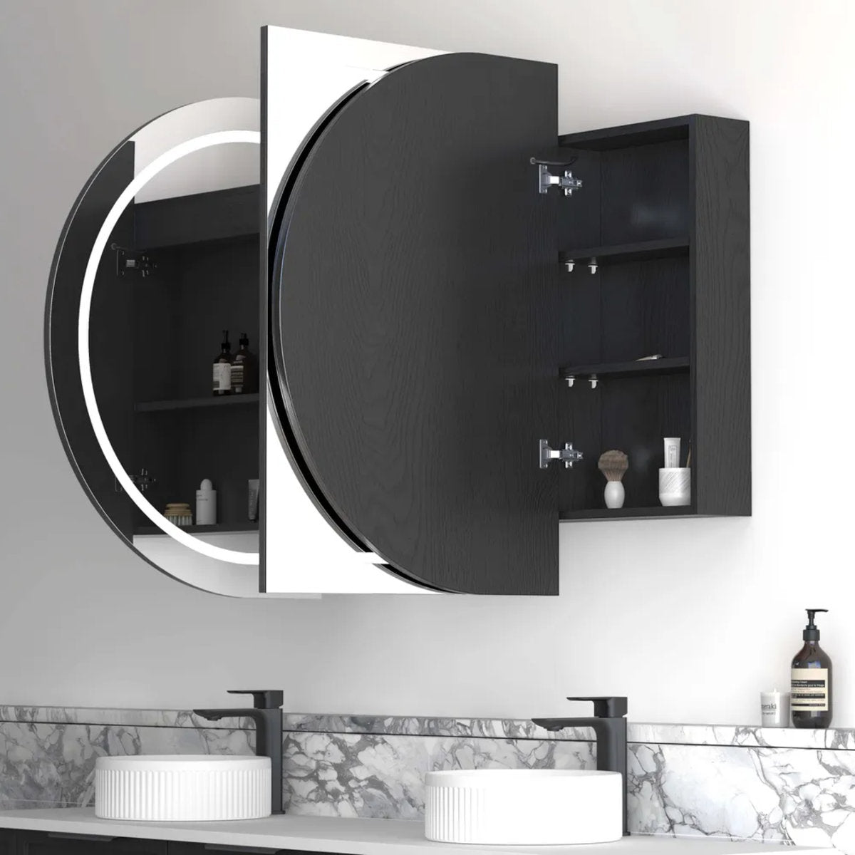 LED Bondi 1800(W)x900(H) Black Oak Shaving Cabinet - Premium Edition