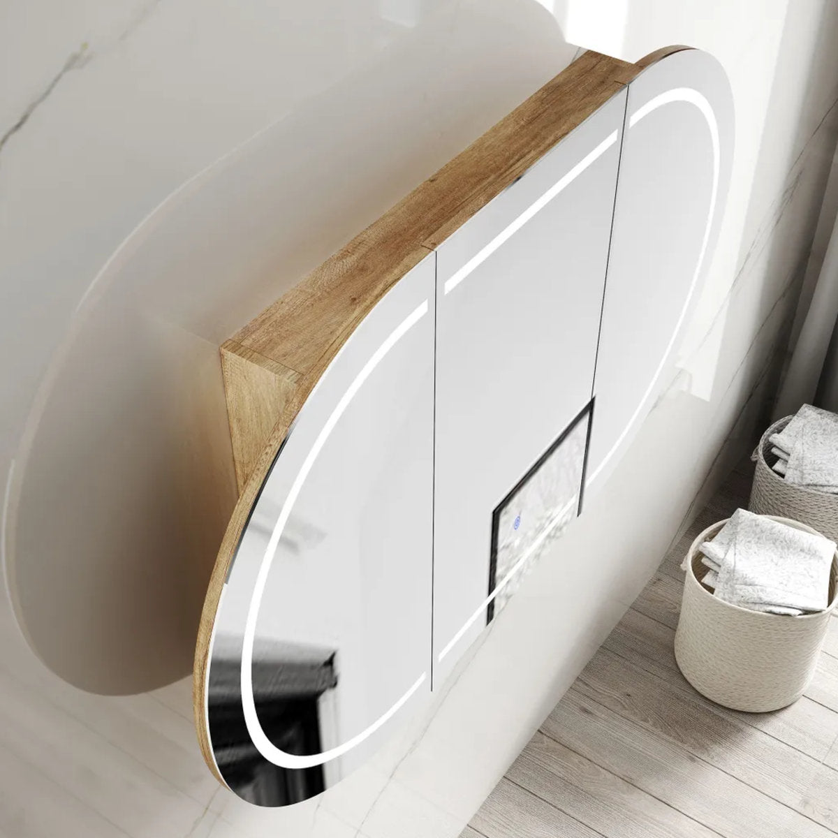 LED Bondi 1800(W)x900(H) Natural Oak Shaving Cabinet - Premium Edition