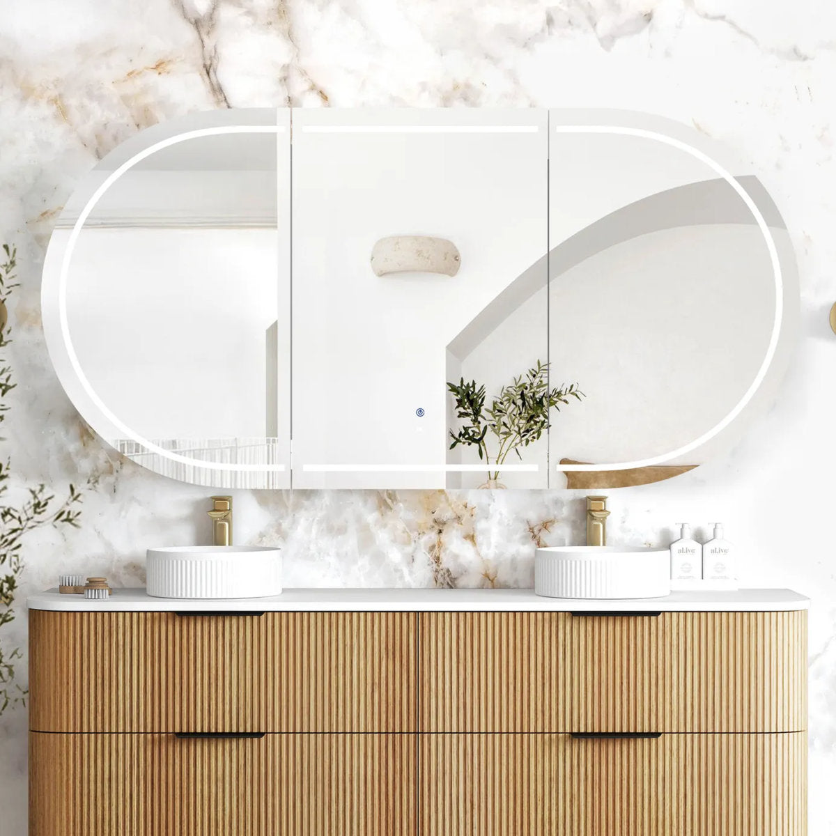 LED Bondi 1800(W)x900(H) Woodland Oak Shaving Cabinet - Premium Edition