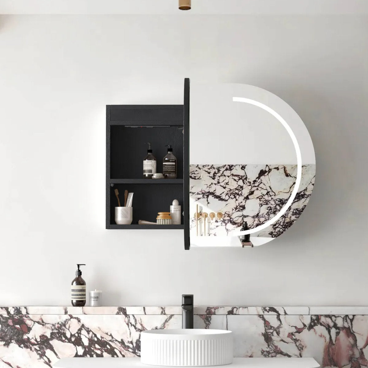 LED Bondi 1200(W)x750(H) Black Oak Shaving Cabinet - Premium Edition