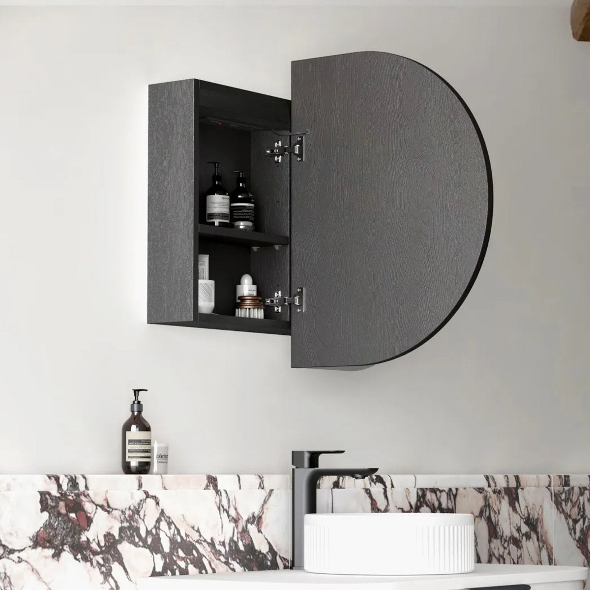LED Bondi 900(W)x600(H) Black Oak Shaving Cabinet - Premium Edition